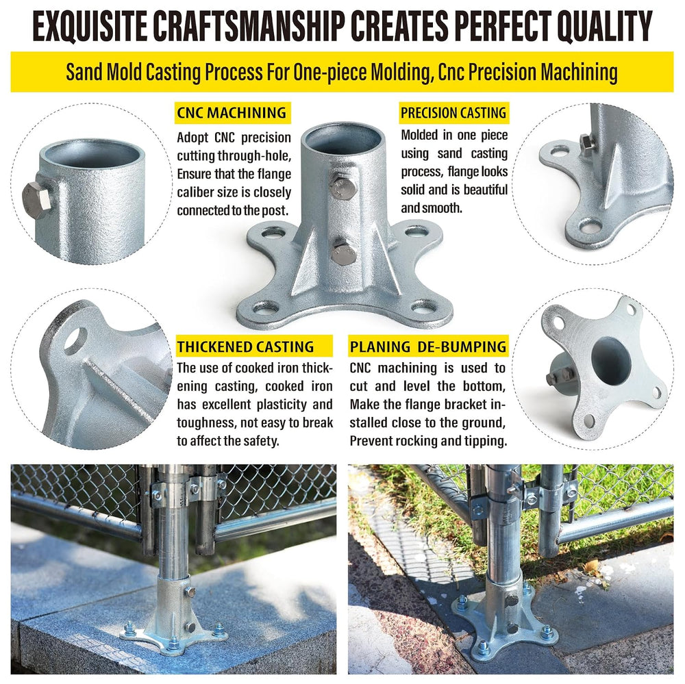 Post 2" (1 7/8" OD) Chain Link Fence Post Floor Flange Bracket, for...