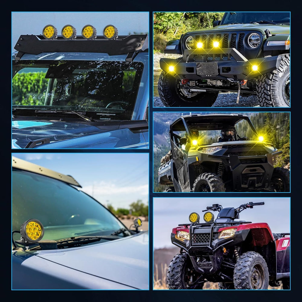 Amber LED Pod Lights, ACEC SHOP 2PCS 42W 3.5 Inch Round Fog Lights Spot Beam ...