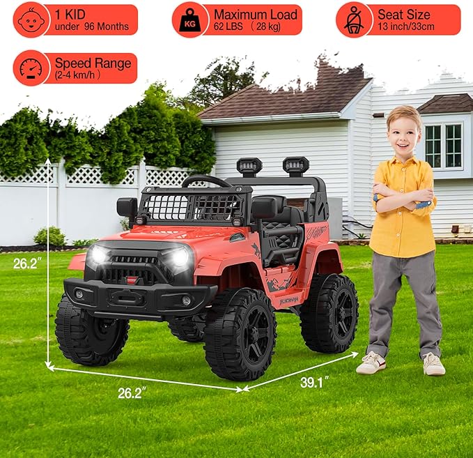 12V Kids Electric Ride On Truck Car w/Parent Remote Control, Spring Suspension
