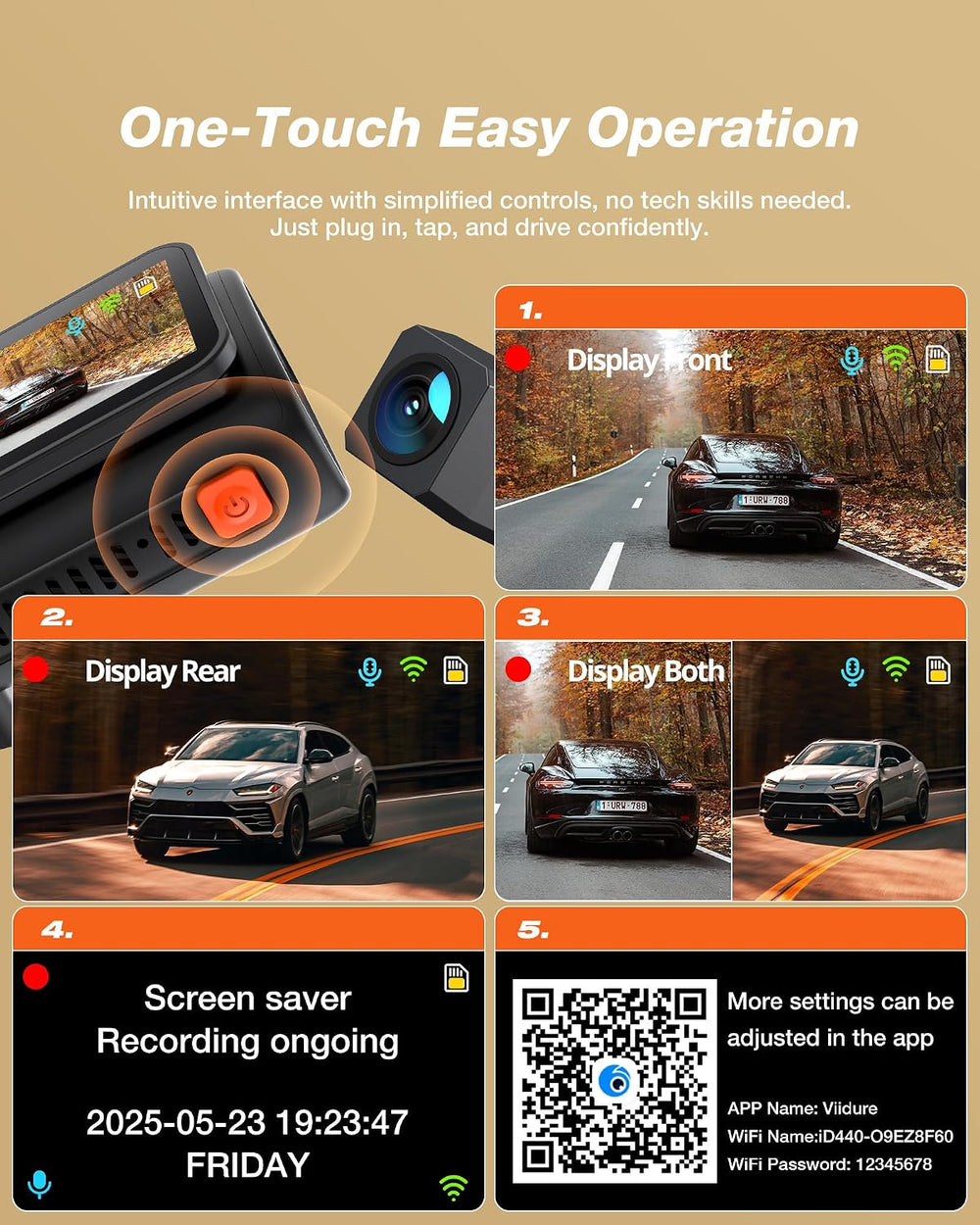 iZEEKER 4K Dash Cam Front and Rear, 4K+1080P Wireless Dash Camera for Cars
