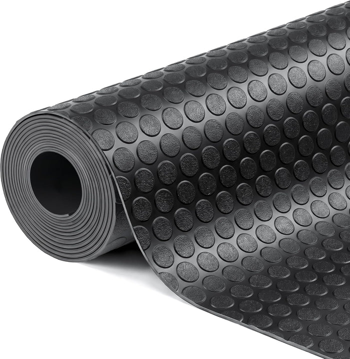 SEAL 5 x 8 FT Premium Garage Floor Mat, Solid 2.8mm Thick Lay-Flat Black Commercial Grade Heavy Duty Parking Mat for Golf Cart, Workbench, ATV, Water/Stain Resistant Runner (Embossed Coin Grip)
