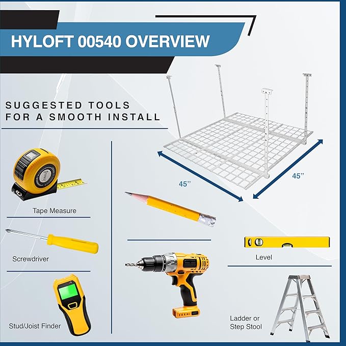 Overhead adjustable Garage Storage Rack, Heavy Duty Steel Garage Storage System