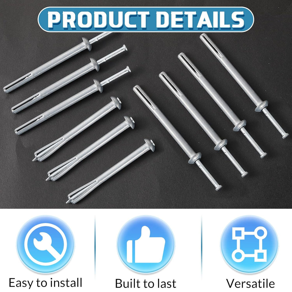 Dunzy 100 Pcs 1/4" x 3" Drive Nail Anchors, Zinc Plated Concrete Nails