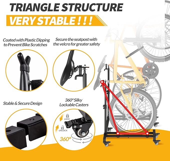 Vertical Bike Stands，Standing Bike Rack (2 Pack)