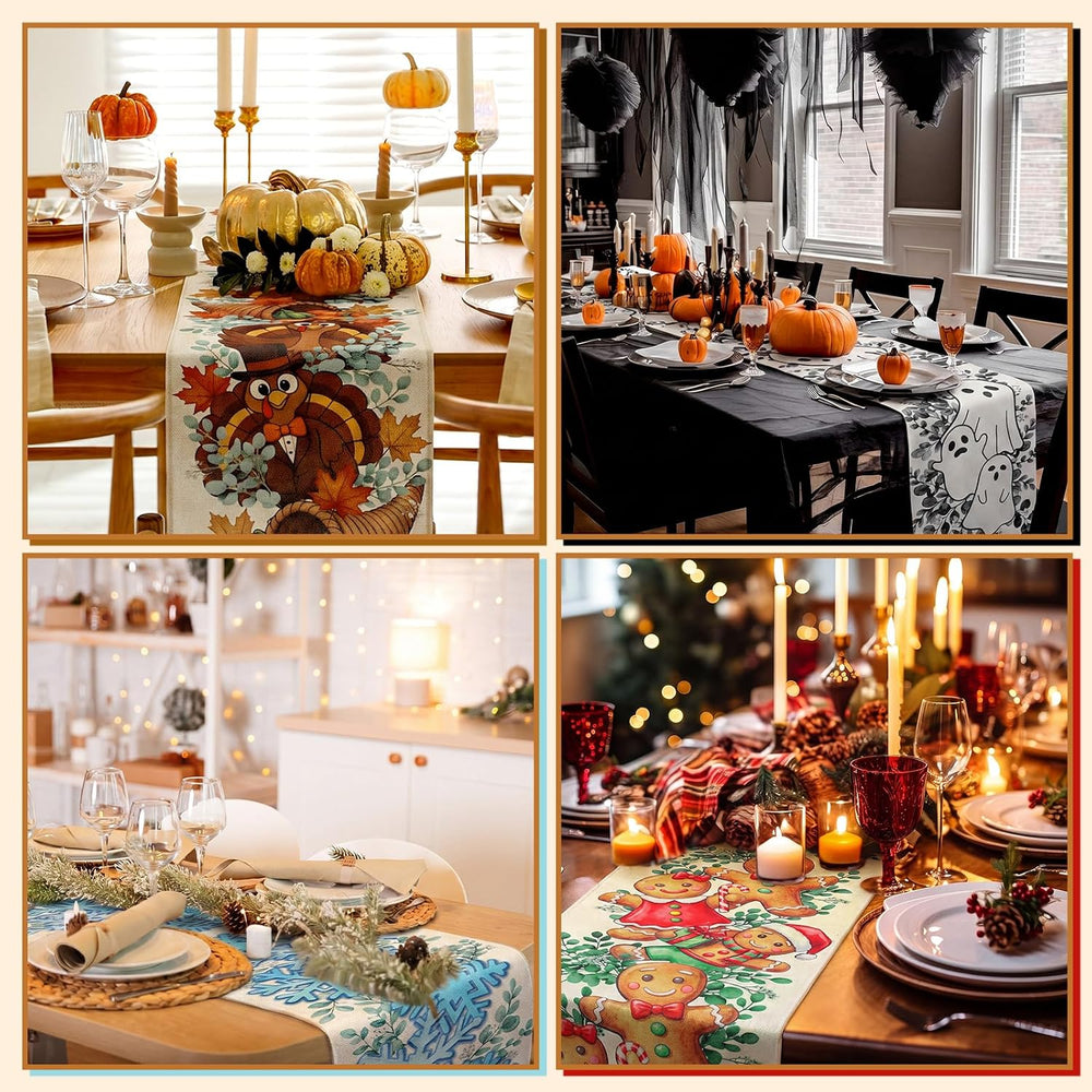 Honeydak 12 Pcs Holiday Table Runner Seasonal Farmhouse Table Decor 13 x 72 I...