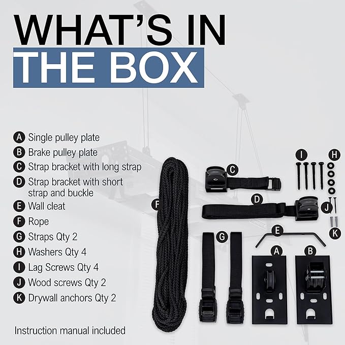 StoreYourBoard Ladder Storage Ceiling Pulley System, Garage Mount Hoist