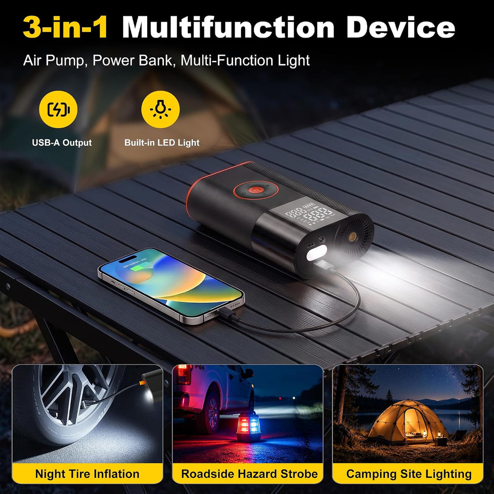 Tire Inflator Portable Air Compressor, 25 Cylinder 100W Fast Inflation 7800mA...