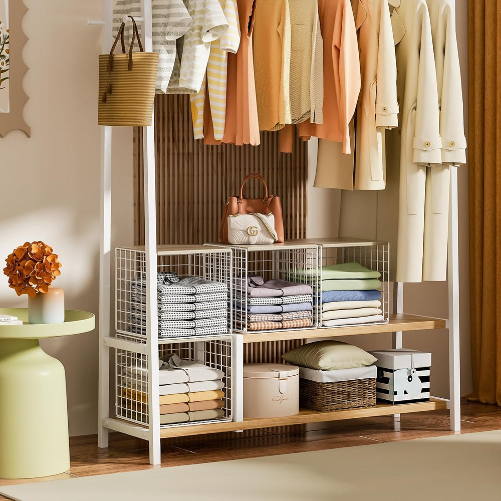 Hencawima 3PCS Stackable Closet Organizers and Storage, Closet Shelves with W...