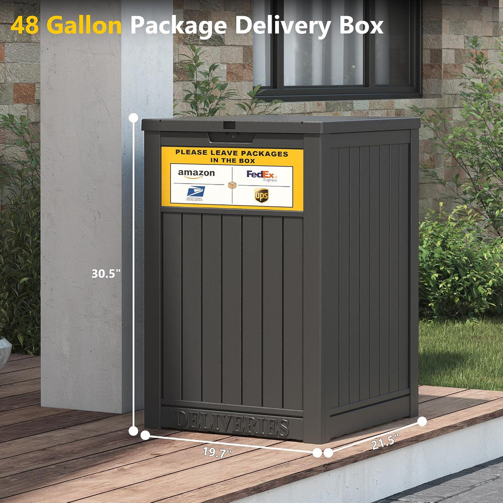 LHBGO Package Delivery Box for Outside with Sign, 48 Gallon Storage with Lock...