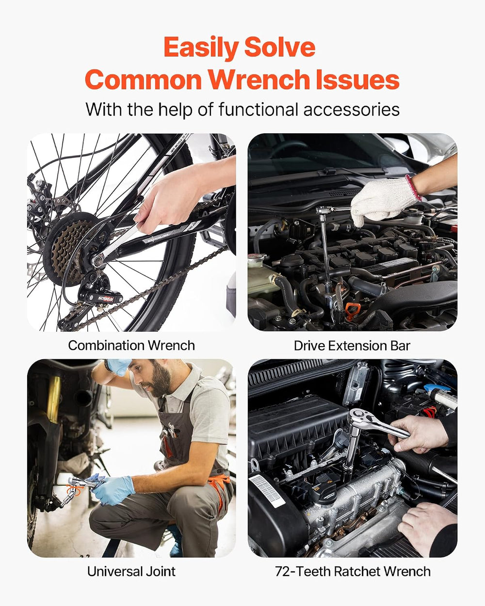 VEVOR Mechanics Tool Set and Socket Set, 450 PCS, 1/4" 3/8" 1/2&quo...