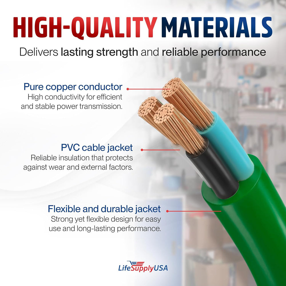 200ft Outdoor/Indoor Extension Cord 14/3 Gauge Heavy Duty 3 Prong SJTW, Water...