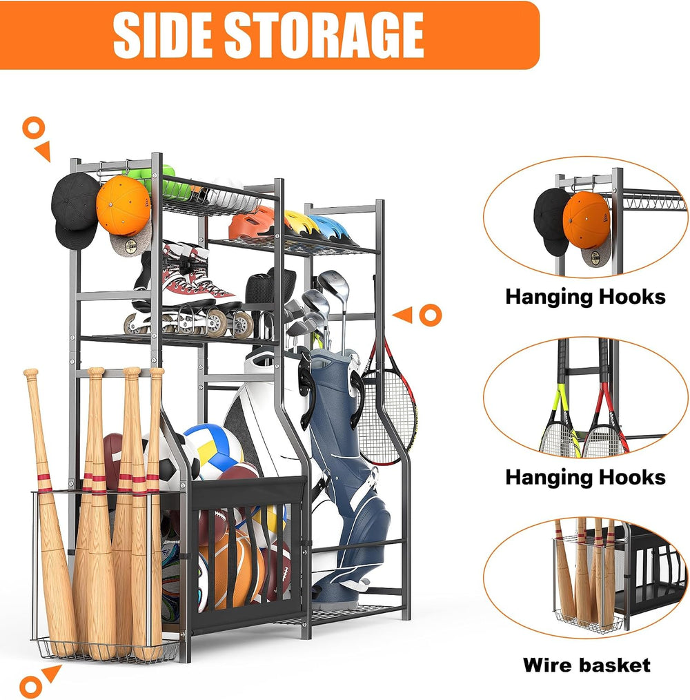 TORACK Golf Bags Stand with Ball Storage, Large Capacity Garage Sports Equipm...