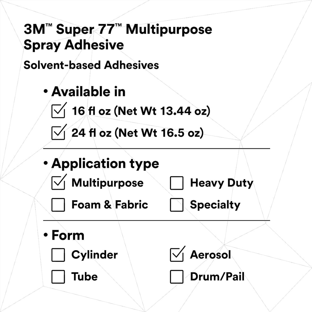 3M Super 77 Multipurpose Permanent Spray Adhesive Glue, Paper, Cardboard, Fab...