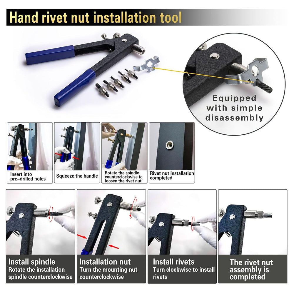 Pressure Rivet Nut Tool Kit, 430Pcs Metric Rivet Nut Combination