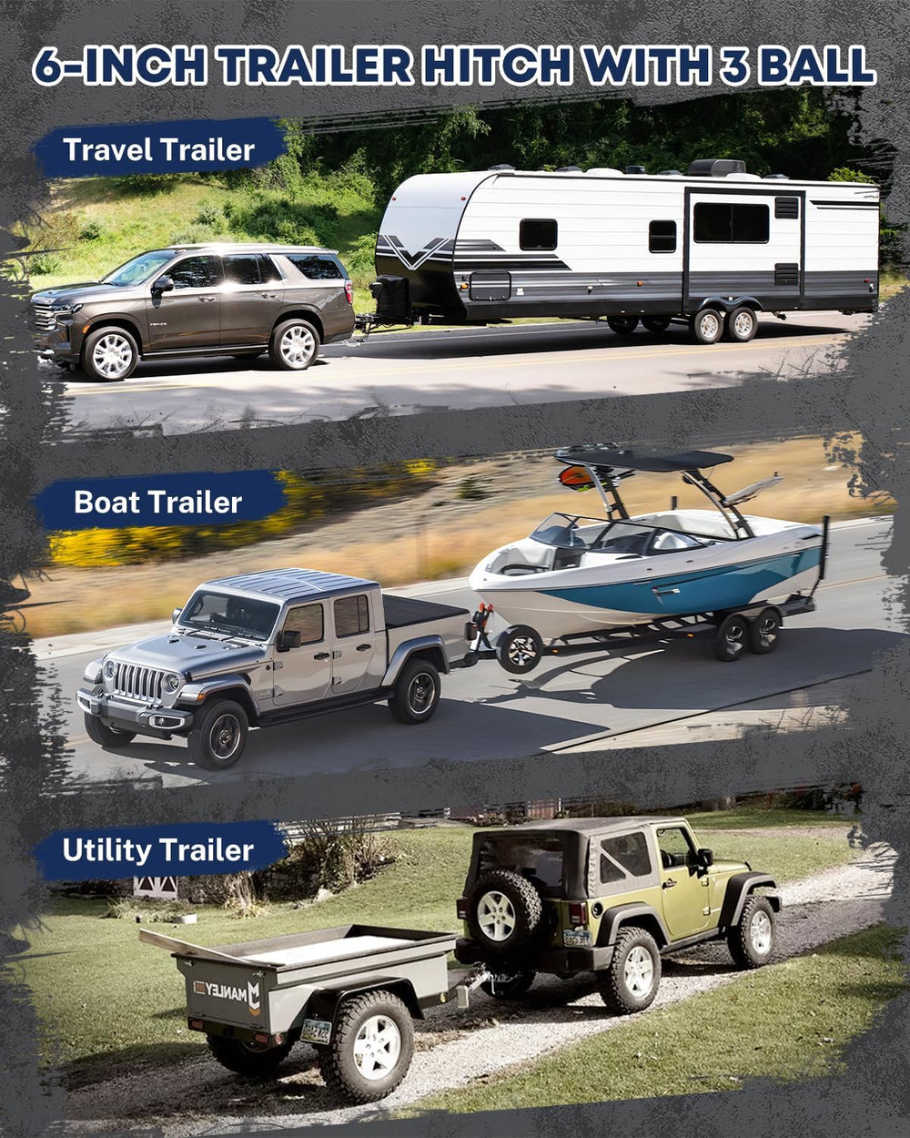 Kohree 6" Adjustable Trailer Hitch for 2" & 2.5" Receiver,...