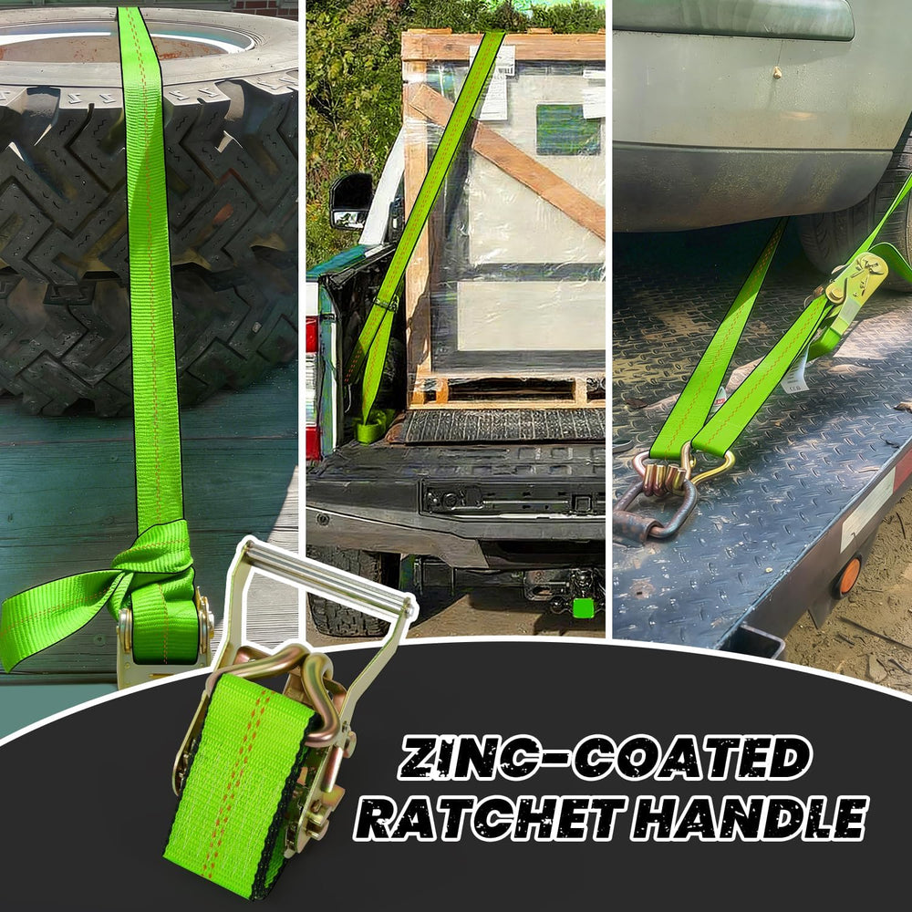 4 Pack 20ft Ratchet Straps Heavy Duty, 10,000 LBS Break Strength, 2" x 2...