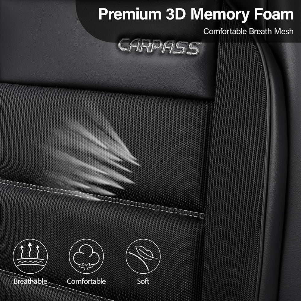 CAR PASS Memory Foam Seat Covers Full Sets, Airy Cool Mesh Thick Car Seat Cov...