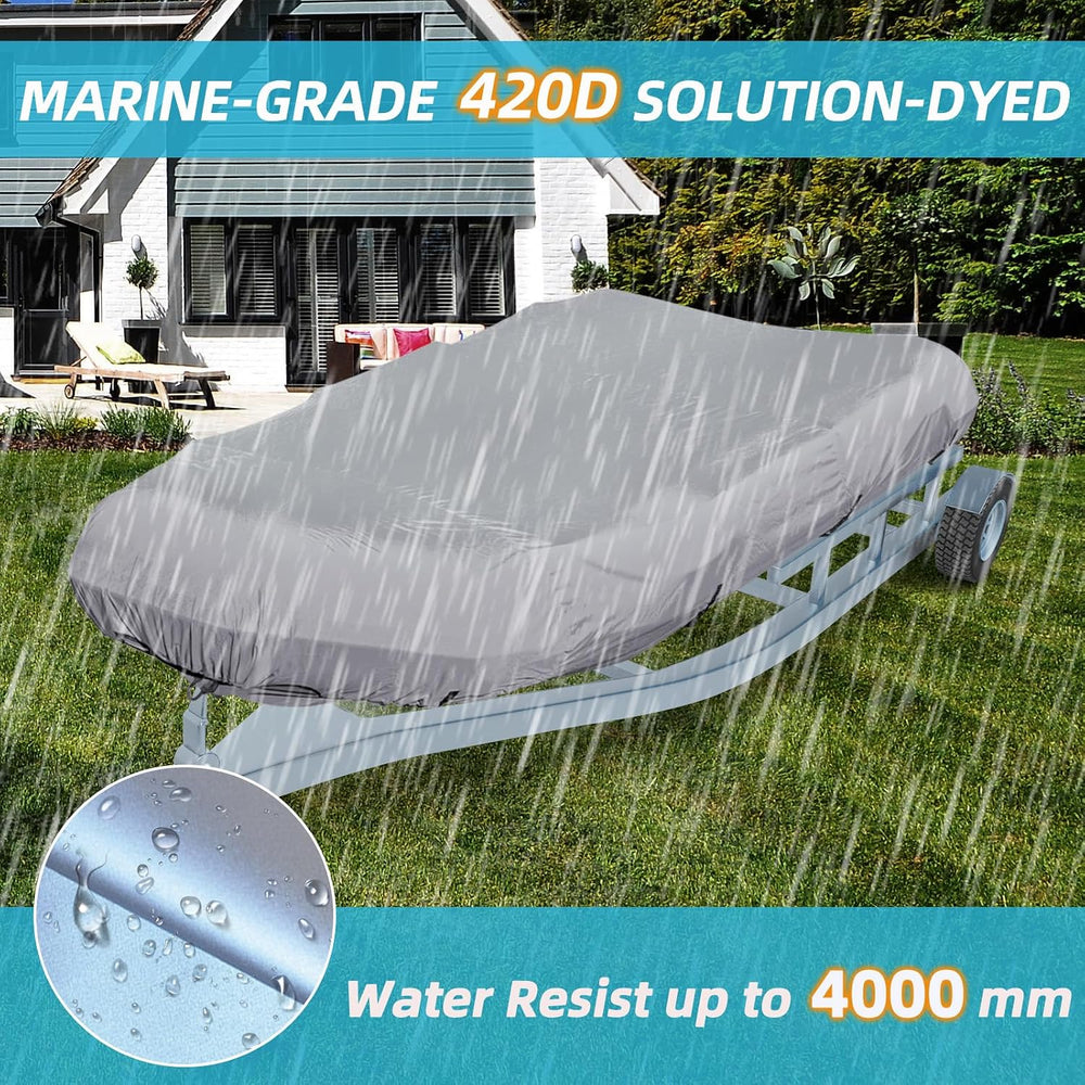 600D Marine Grade Fade and Tear Resistant Dinghy Cover, Gray 9.5'-10.5...
