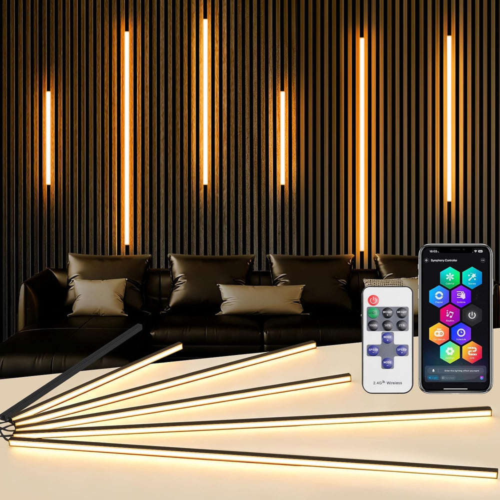 3000K LED Recessed Lighting Kit, 6pcs Adhesive Wall Strip Lights with WiFi