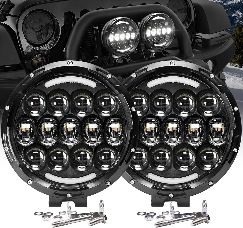 AUDEXEN LED Work Lights, 7 Inch 105W Round Spot LED Pods Light Bar High/Low B...