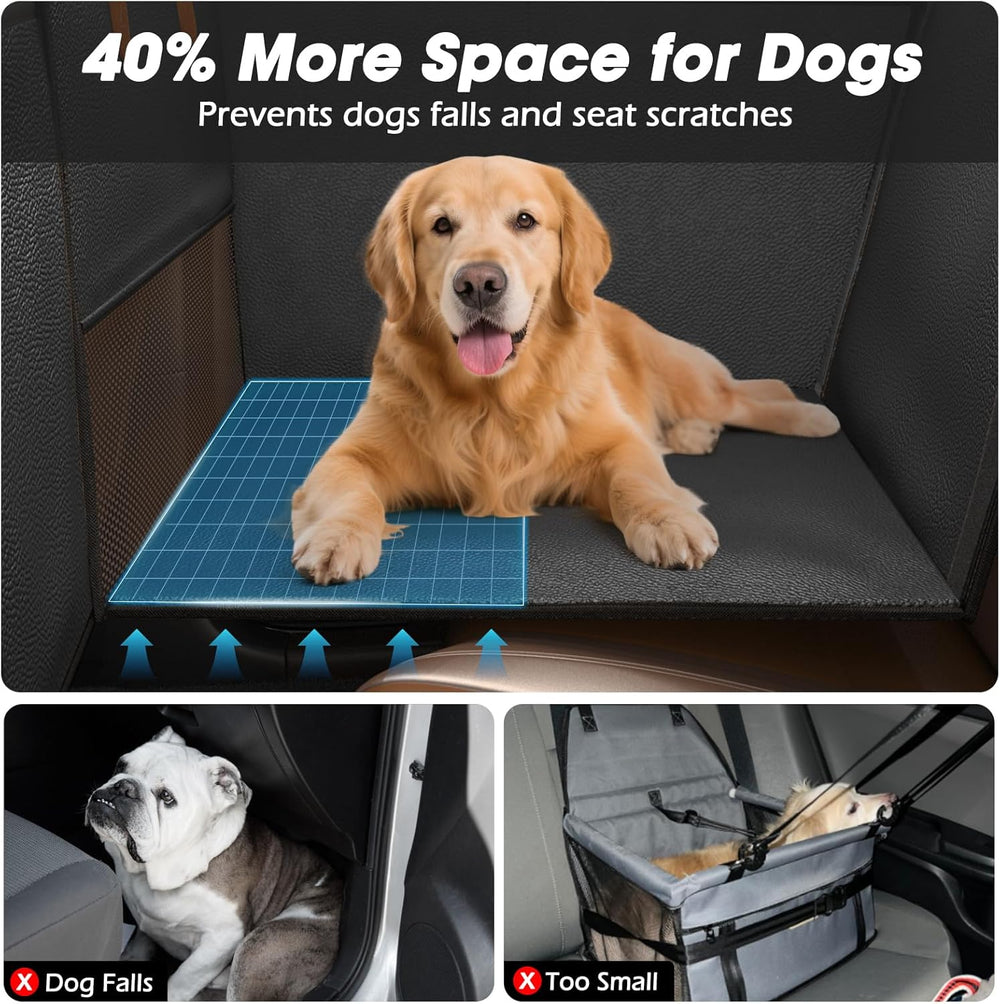 FURTIME Large Dog Car Seat, Upgraded PU Leather Back Seat Extender with Hard ...
