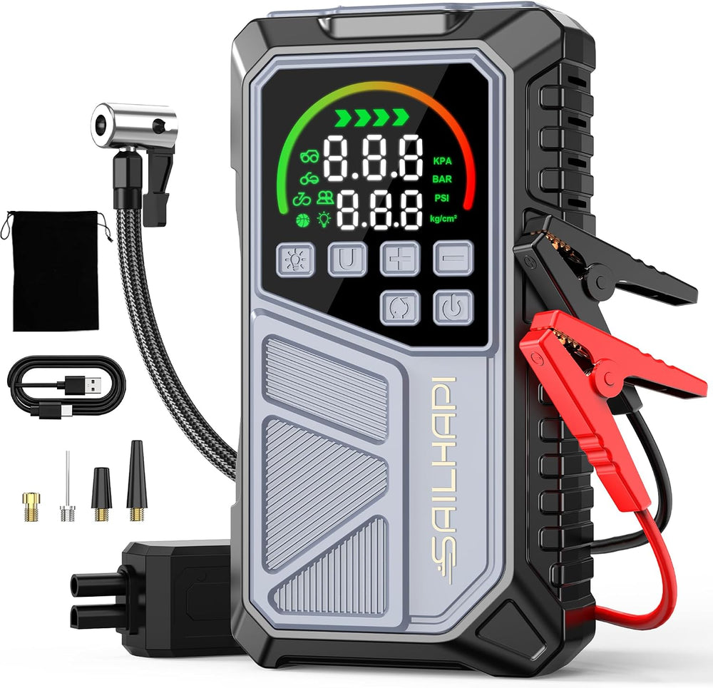 Jump Starter with Air Compressor, 5000A Car Battery Jump Box