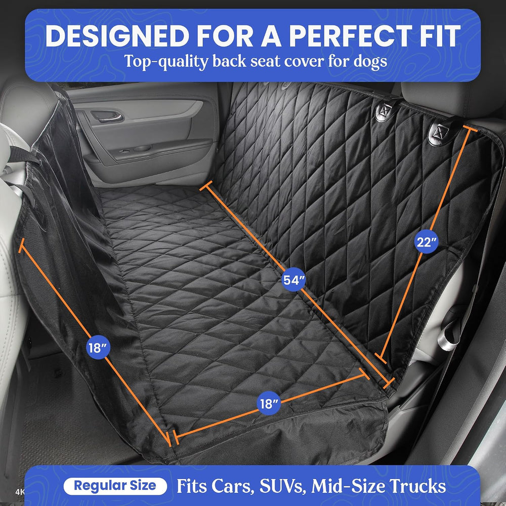 4Knines Heavy-Duty Rear Seat Cover for Dogs, Black
