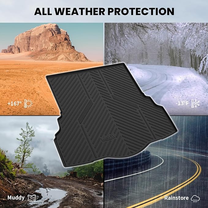 LASFIT Trunk Mat for Ford Fusion 2013-2020 All Weather TPE Mats Custom Fit