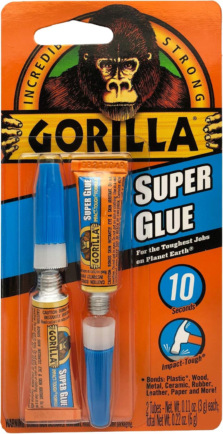 Gorilla Super Glue, Two 3 Gram Tubes, Clear, (Pack of 10)