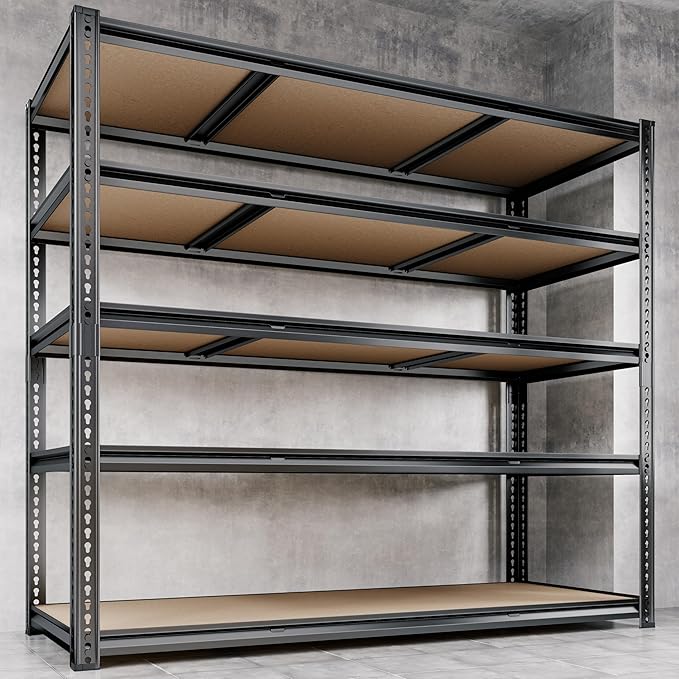 48"W Garage Shelving, 2650LBS Storage Shelves heavy duty, 5 Tier Metal S...