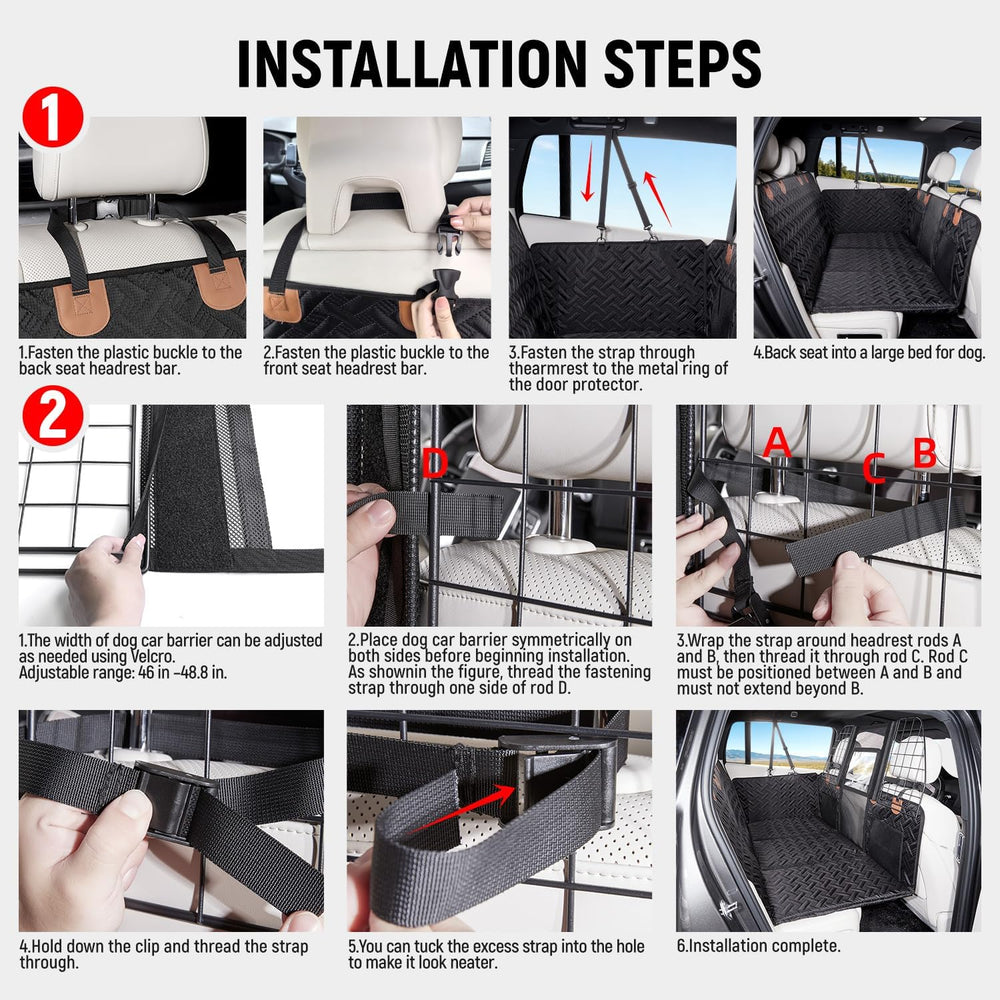 Dog Car Seat Cover for Back Seat,Hard Bottom Seat Extender for Dog,L