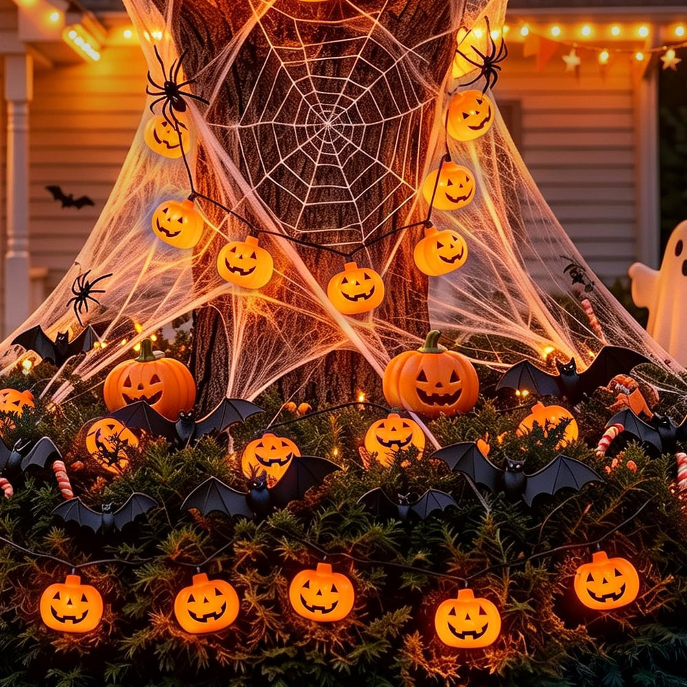 12Ft Halloween String Lights Plug in with 20 LED Pumpkin Lantern Lights, Nove...