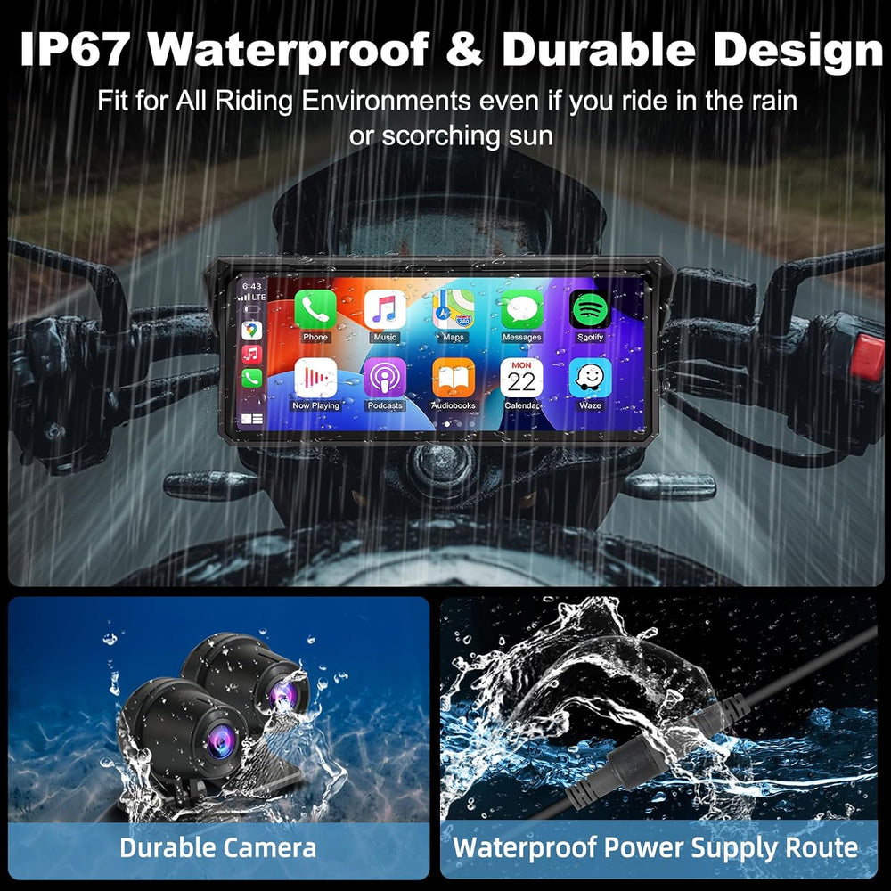 8.1 Inch Largest Motorcycle CarPlay Screen with 4K Dash Cam