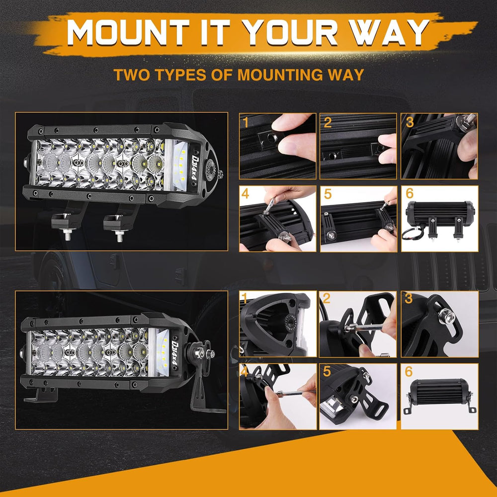LED Light Bar, 8 Inch 102W Triple Row Side Shooter LED Pods Off Road Spot Flo...