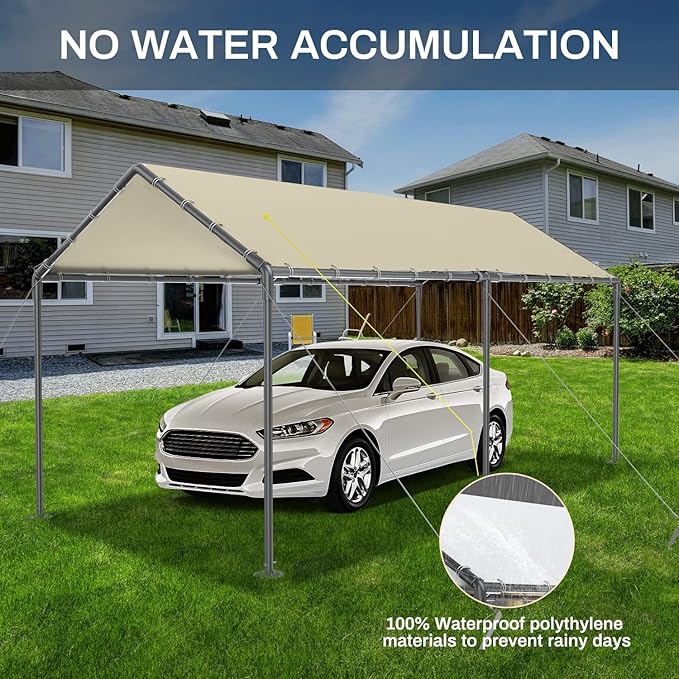 Grezone 10 x 20ft Heavy Duty Carport, Portable Car Tent Garage, All Season UV