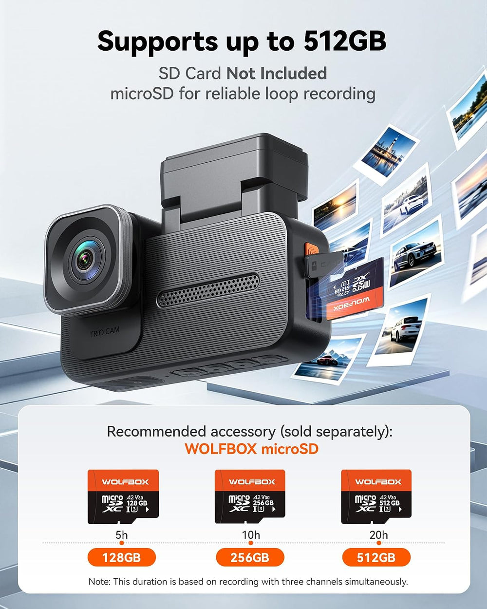 WOLFBOX X5 3 Channel 4K HDR Dash Cam, STARVIS 2 IMX678 8MP Night Vision