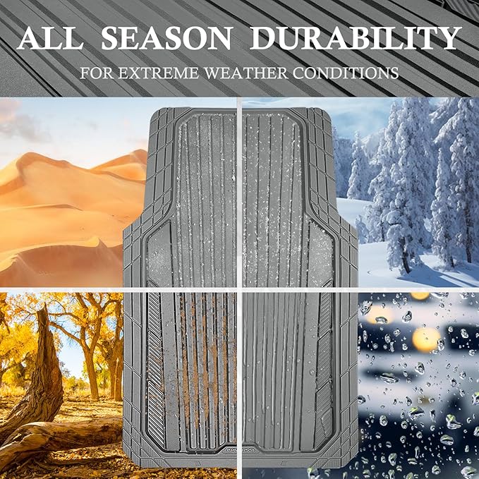 CAR PASS Heavy Duty Sporty Rubber Car Mats, Deep Dish All Weather Car Floor (...