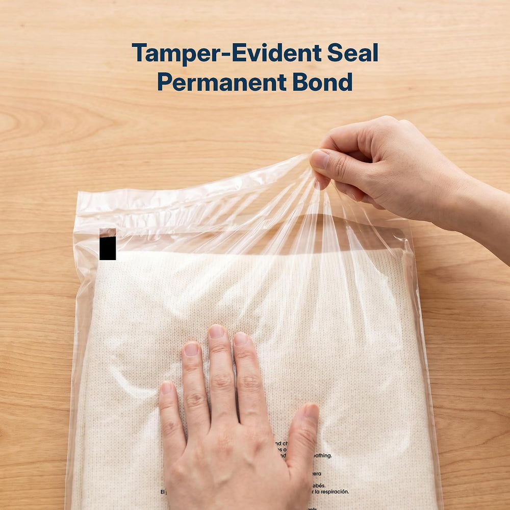 16" X 20" (100 Count) Self-Seal Clear Poly Bags With Suffocation Wa...
