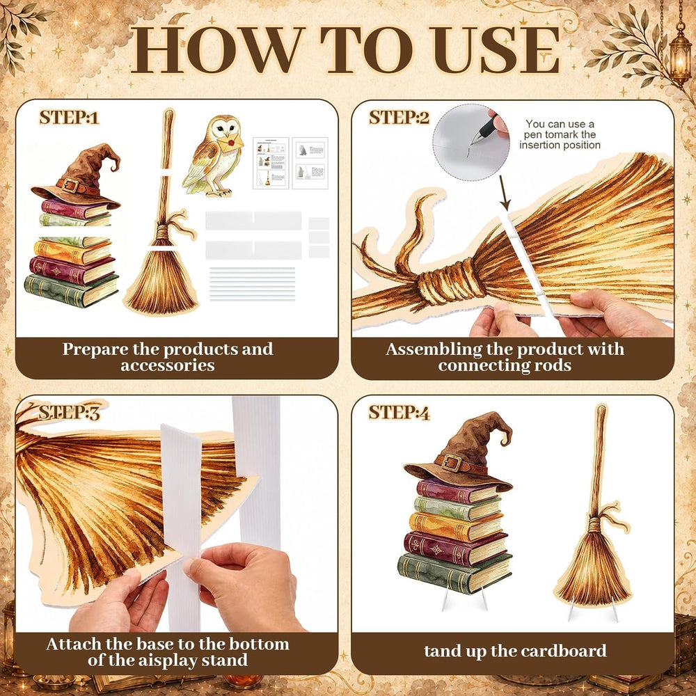 3Pcs Halloween Magical Wizard Decorations, 3Ft Cardboard Cutouts