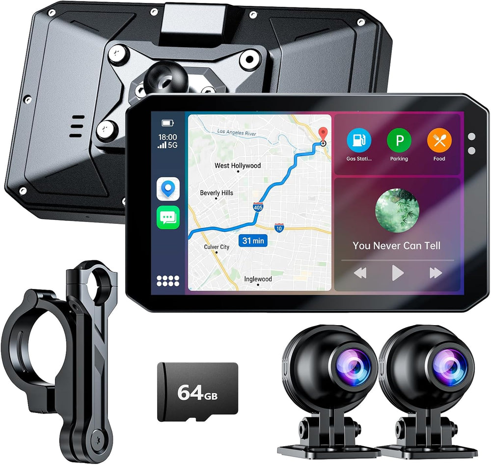 YESOK Y5 5" Motorcycle Dash Cam Front and Rear, 1080P+1080P Motorcycle C...