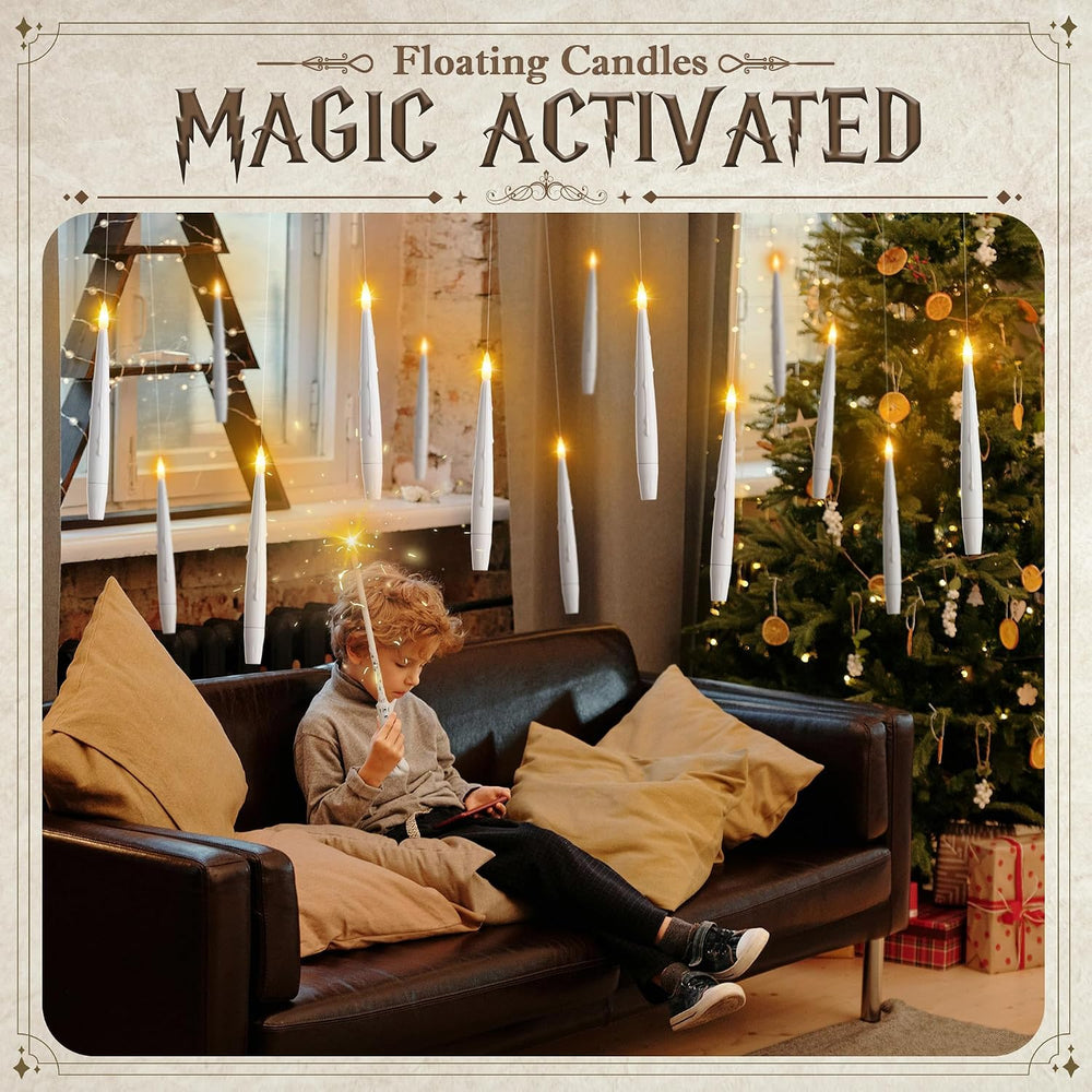 JOIONE Floating Candles with Wand, 20Pcs White Hanging Candle for Halloween