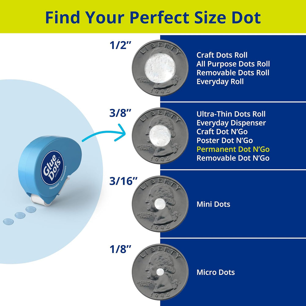 Glue Dots 6-Ct. Dot N' Go Dispenser Set, 200 (.375'') Permanent D...