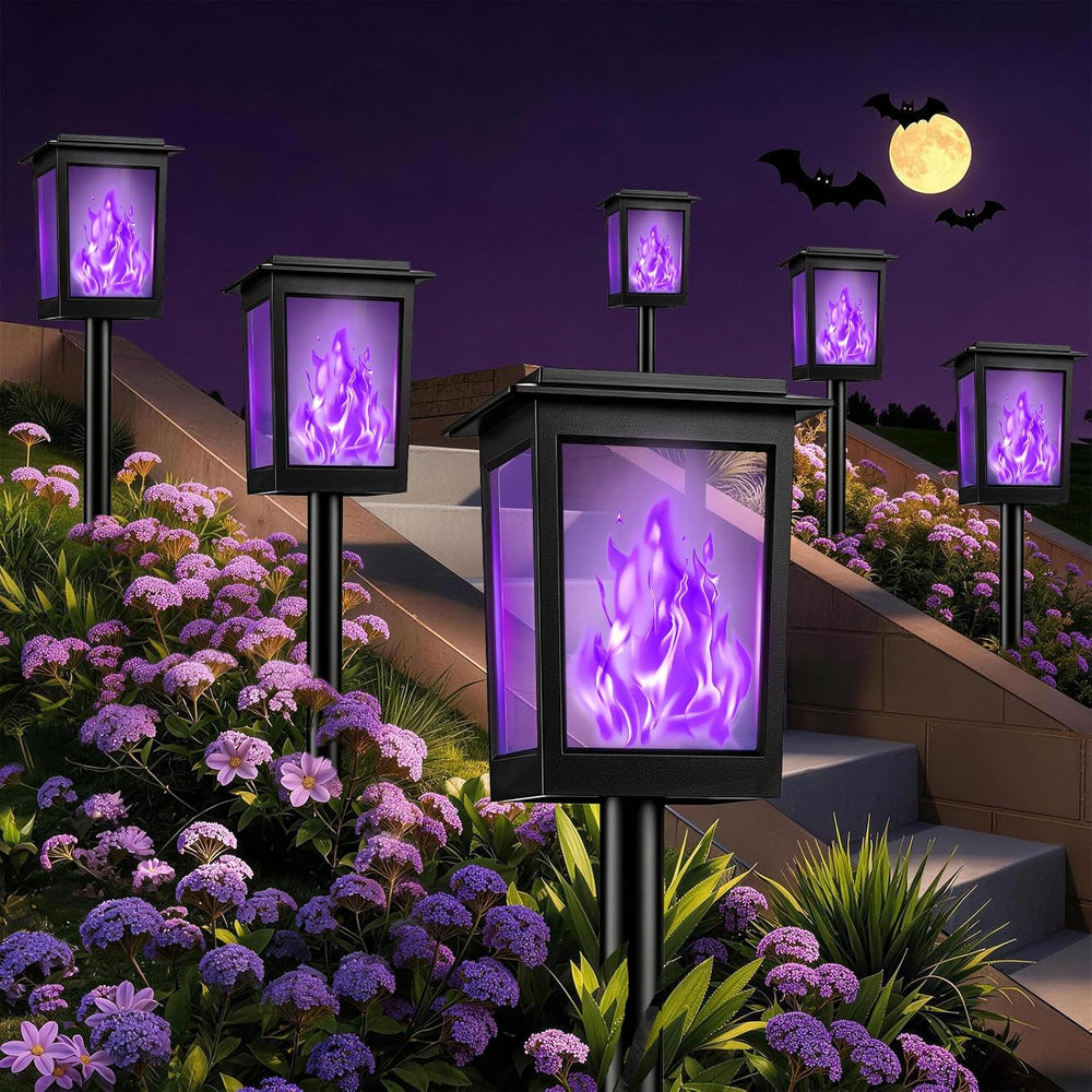 KYEKIO Large Size & Gen2 Purple Flame Solar Halloween Lights Outdoor Decor