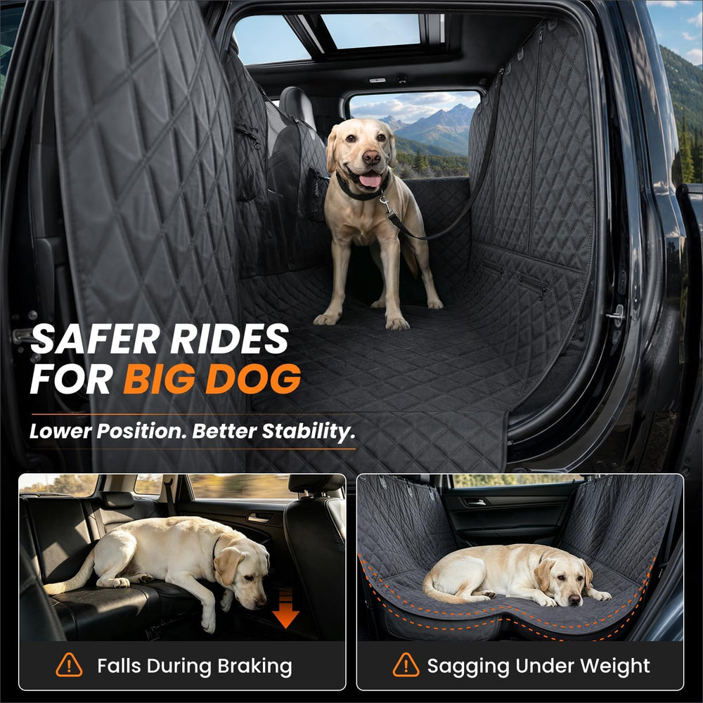 REEVAA Dog Truck Floor Cover with Door Protection, for Back Seat, XL,Black