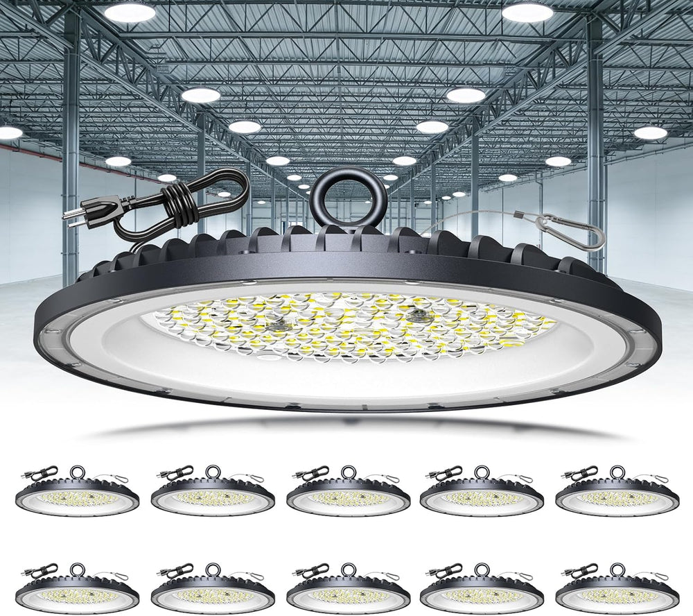AIKVSXER 10 Pack LED Shop Lights, 300W 45000LM UFO LED High Bay Light