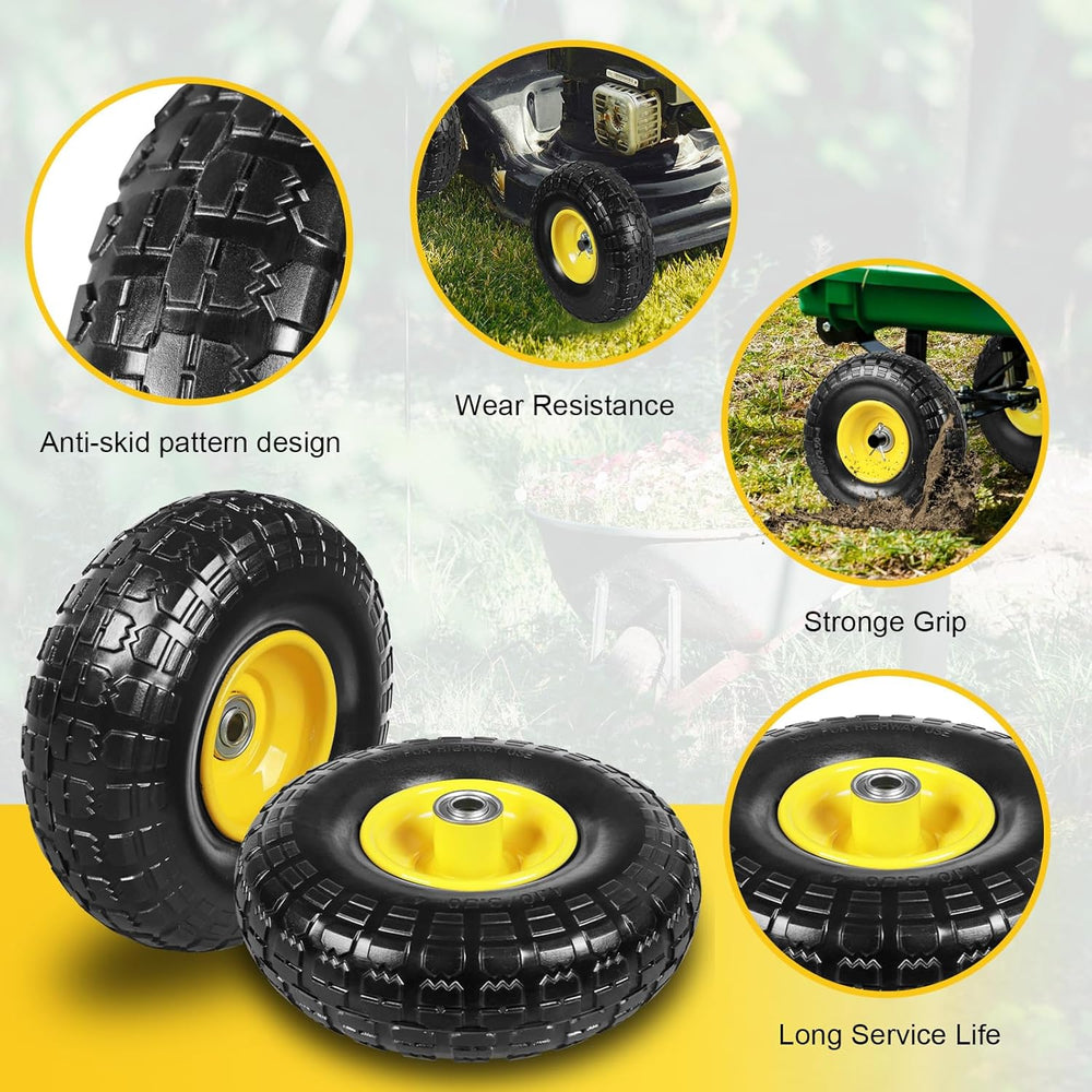 10 Inch Soild Rubber Dolly Tire Wheels, 4.10/3.50-4" Tire and Wheel Flat...