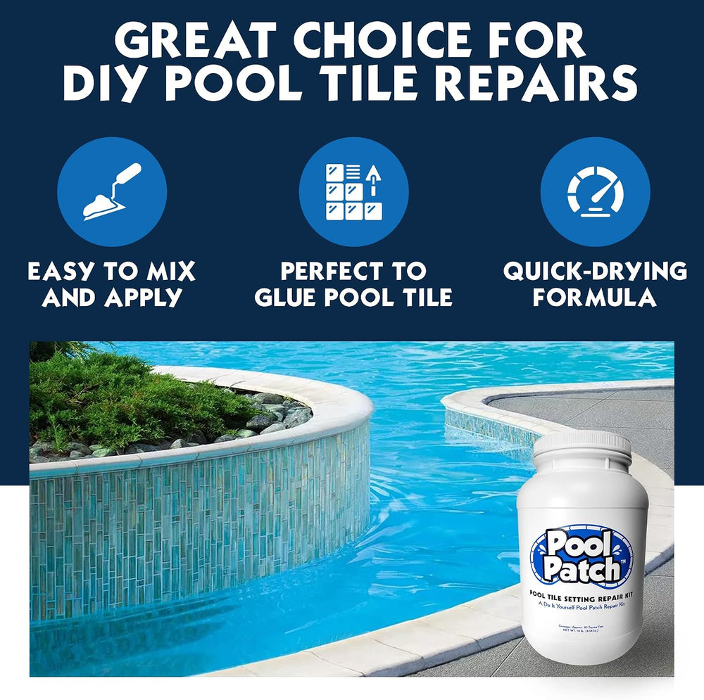 Pool Patch Pool Tile Thinset Adhesive Repair Kit 10 lb - Easy to Mix and Appl...