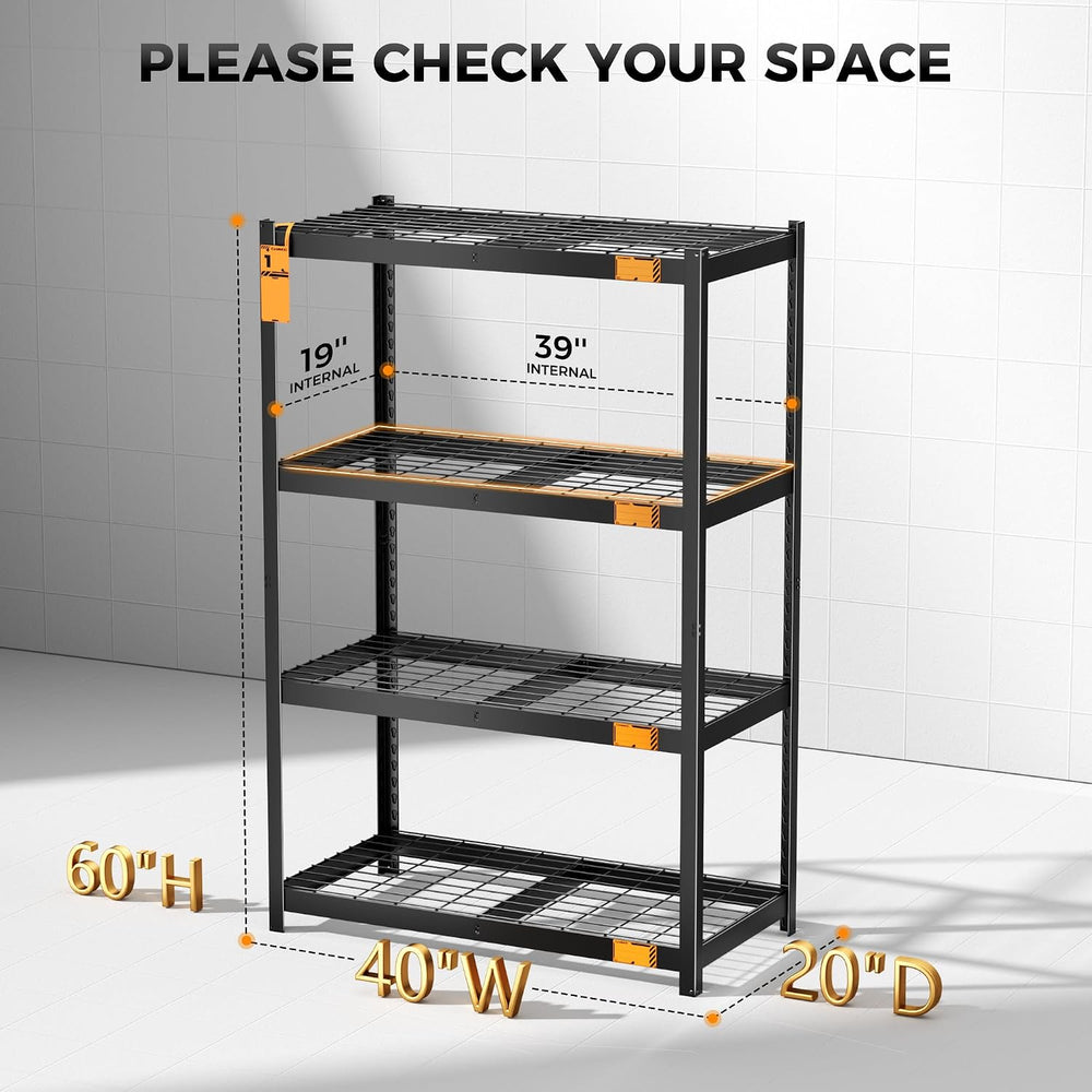 CAMMOO 3200LBS Storage Shelves, 4 Tier Wire Shelf 40" W x 20" D x 6...