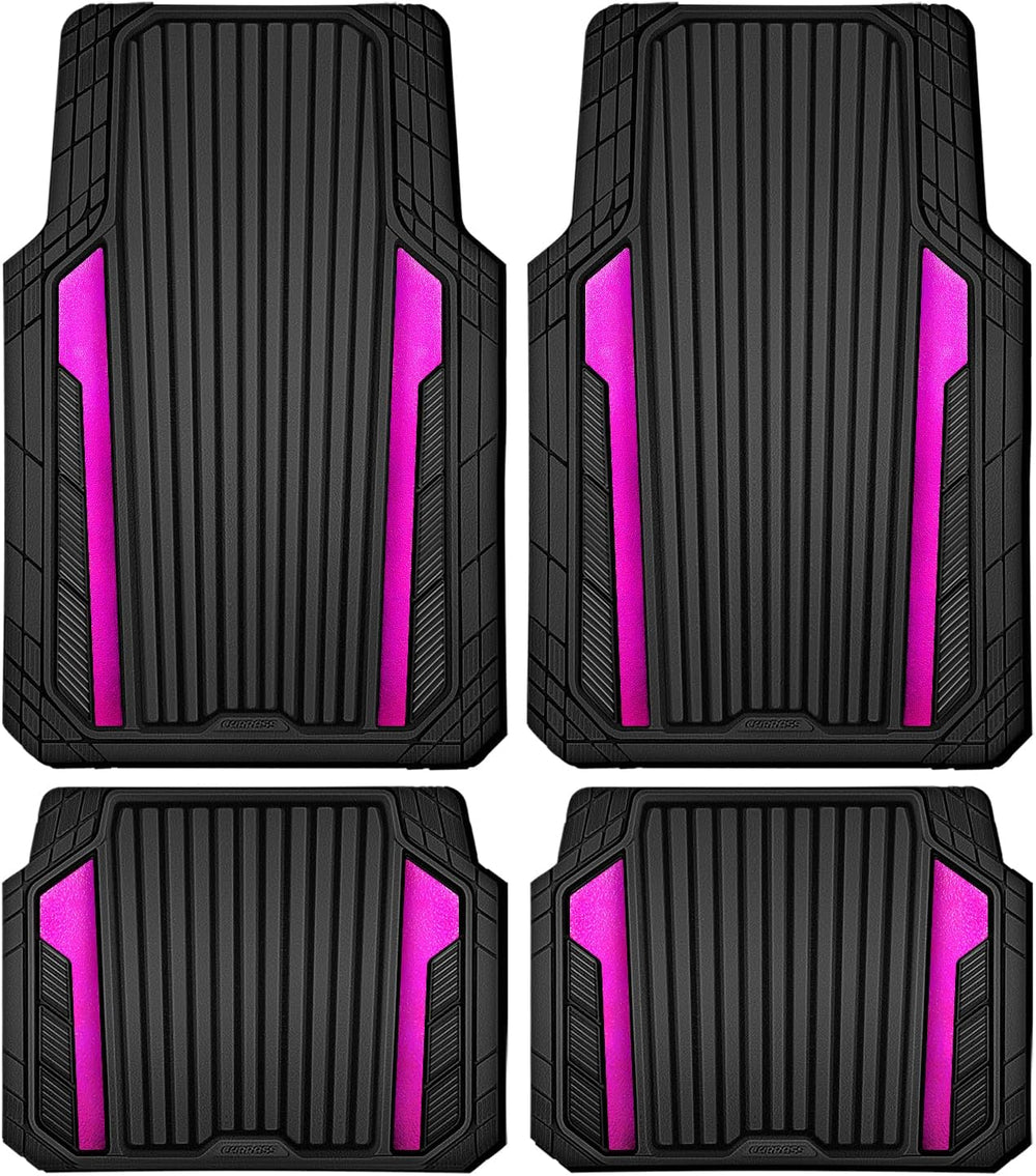CAR PASS Heavy Duty Rubber Car Mats Metallic, Aluminum Film All Weather Floor...