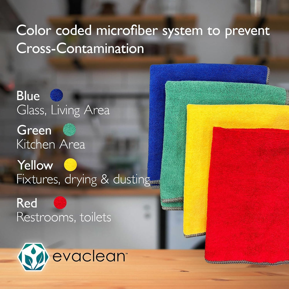 EvaClean Premium Microfiber Cleaning Cloth 16"x16" - Reusable, Wash...